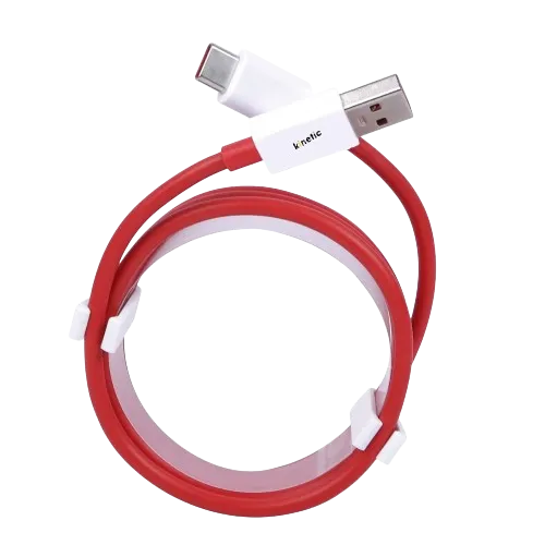 Kinetic USB to USB Type-C 2.0 Super Quick Charging Cable for Smartphone, 65 Watt,1 meter (1000mm) Red Color